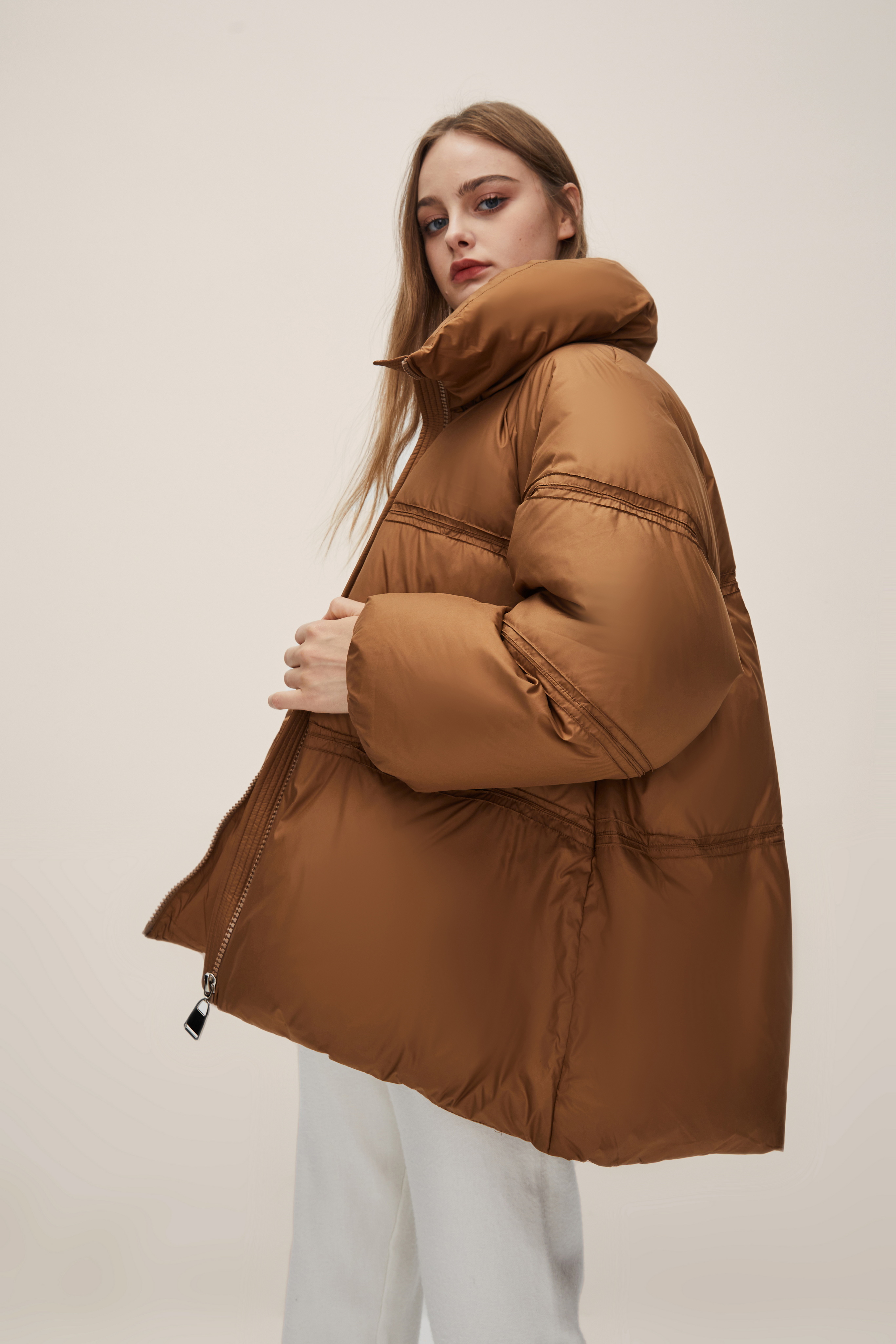 Brown Puff Down Jacket with Thickened Bread Jacket