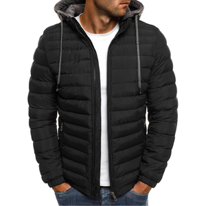 Men's Hooded Solid Color Casual Padded Jacket